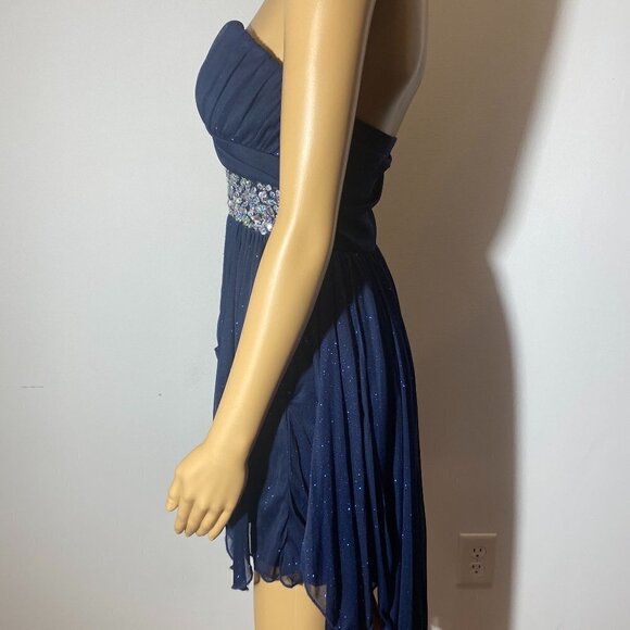 Sequin Hearts Navy Prom Dress Size 5 - Picture 4 of 9